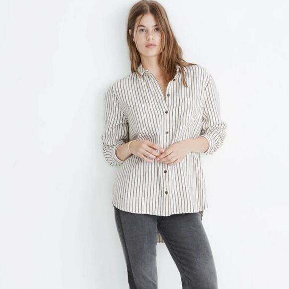 Madewell Flannel Sunday Shirt in Creeland Stripe size small - Picture 1 of 9